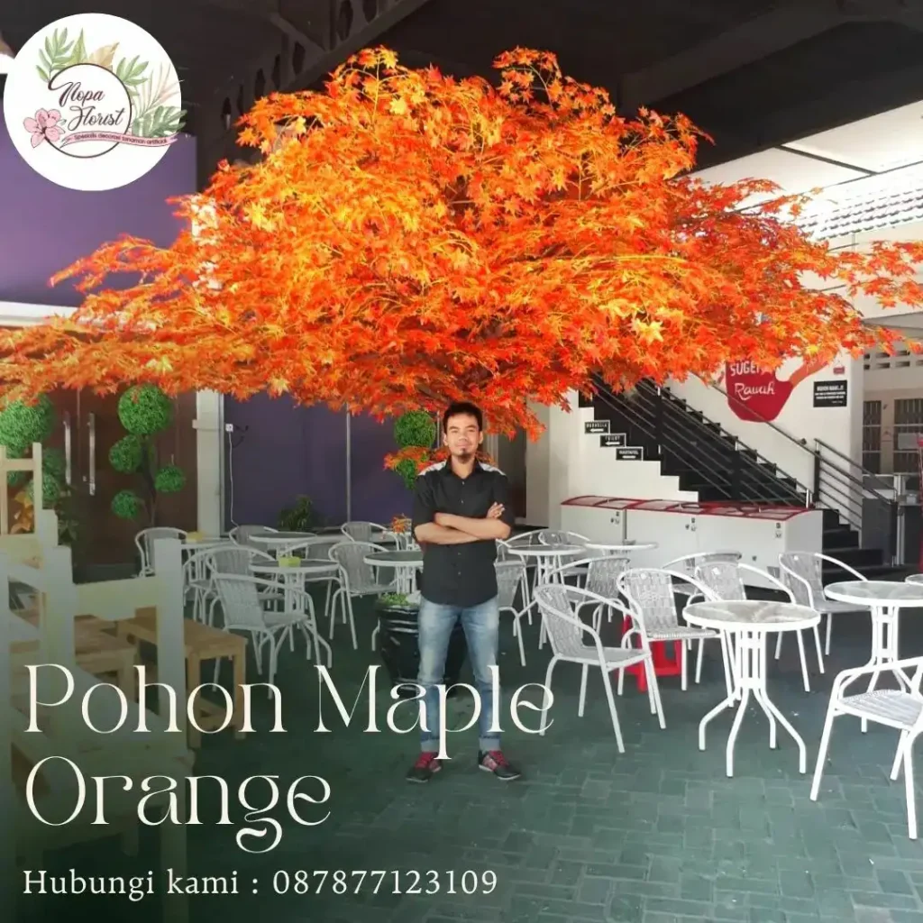 pohon buatan besar daun maple orange